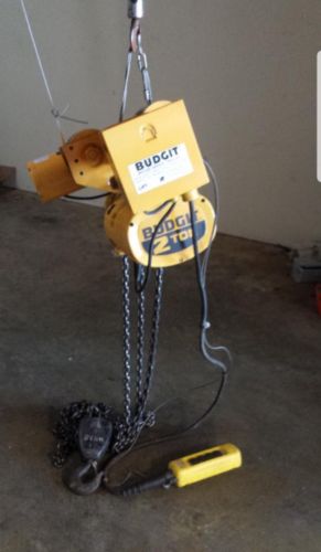 BUDGIT 2 TON ELECTRIC CHAIN HOIST WITH MOTORIZED TROLLEY 120/240 VOLTS SINGLE...