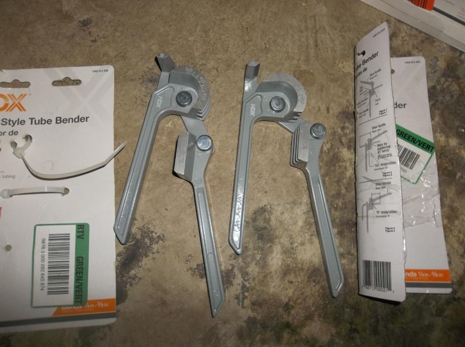 SET OF 2!!New HDX Lever Style Tube Bender Bends 1/4 in.- 3/8 in. Tubing Cut Tool
