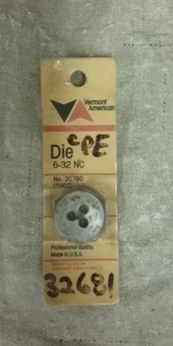 New Genuine Vermont American 6-32 NC Die  20760