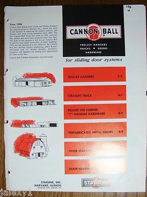 1961 CANNON BALL Trolley Hangers Tracks Doors Hardware STARLINE Vintage Catalog