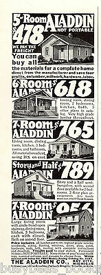 1926 ALADDIN Houses advertisement, pre-cut house kits, half-page