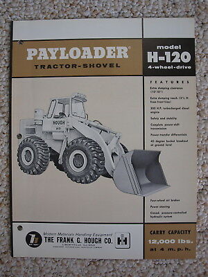 Hough H-120 Payloader Front End Loader Brochure '59 original vintage MINT 8 pg.