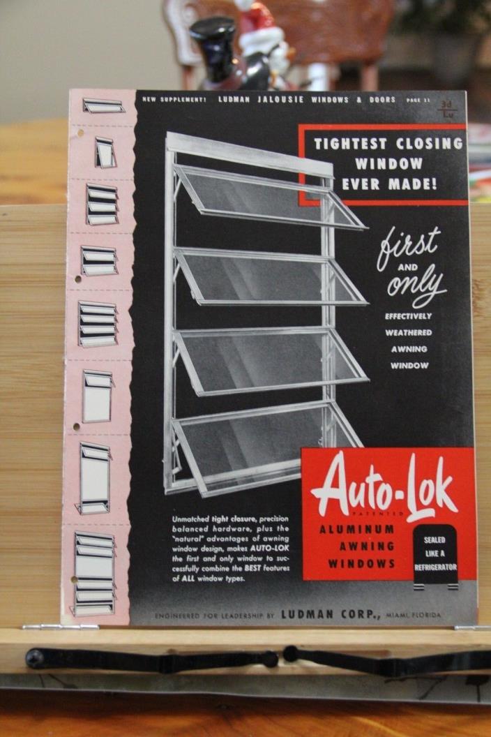 Brochure Auto-Lok Aluminum Awning Windows Ludman Corp Miami Florida FL Vintage