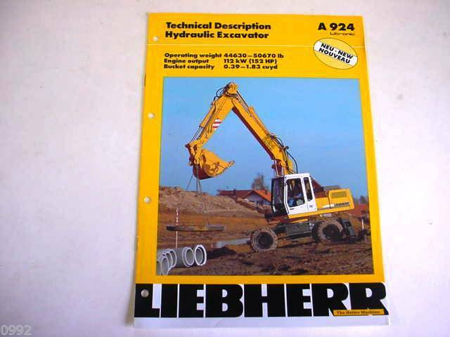 Liebherr A 924 Wheeled Excavator Color Brochure