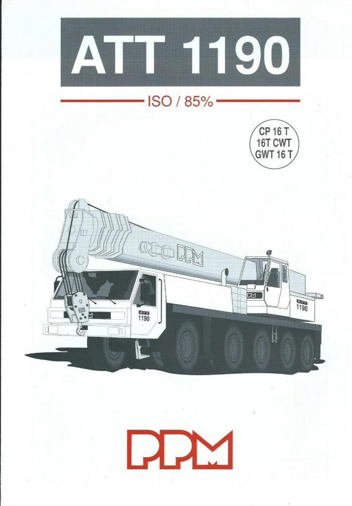 Equipment Brochure - PPM - ATT 1190 - Truck Crane - c1995 (E5013)