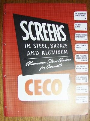 1947 CECO STEEL Products WINDOW Metal SCREENS Architectural Vintage Catalog