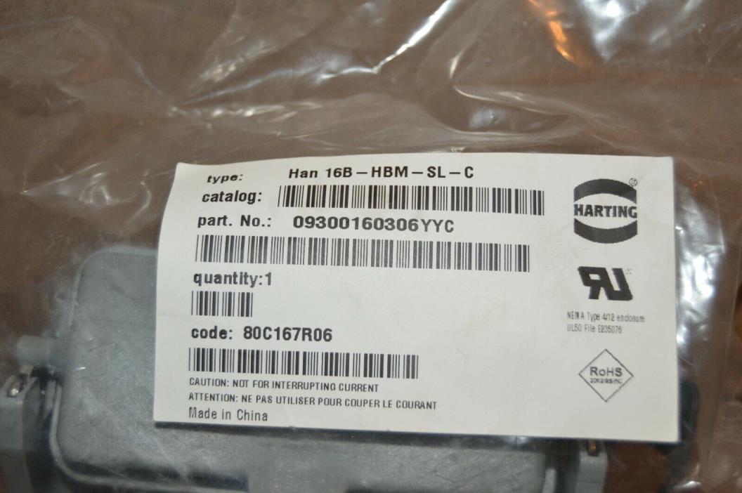 Harting Han 16B-HBM-SL-C Connector Cover - New