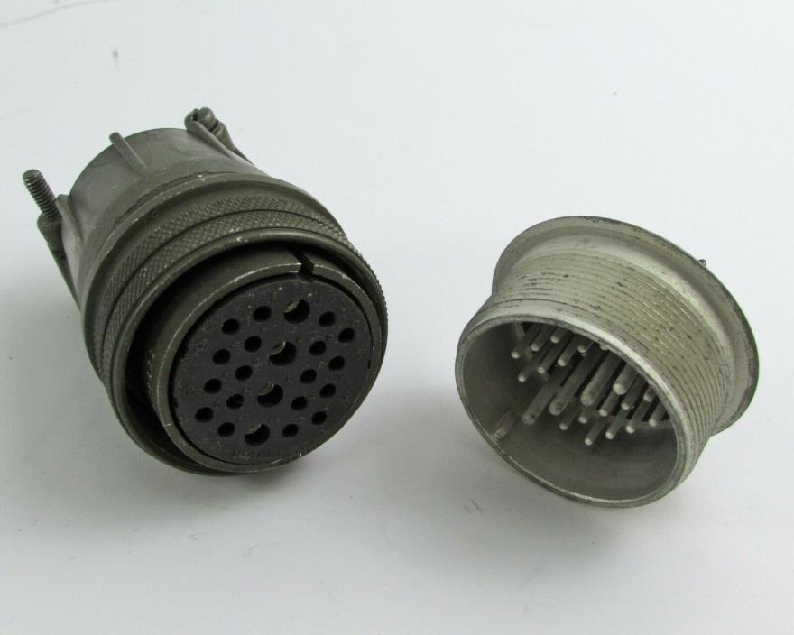 Mated Pair of Amphenol Connectors 22 Solder Contacts #28 & Hermetic Receptacle