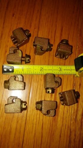 LOT OF 9 BRASS SPLIT BOLT GROUNDING CONNECTORS CLAMPS WIRE ROD