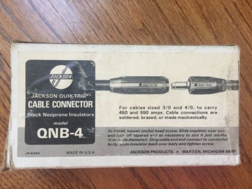 NIB Jackson Quik-Trik Cable Connector QNB-4 Black Neoprene Insulators