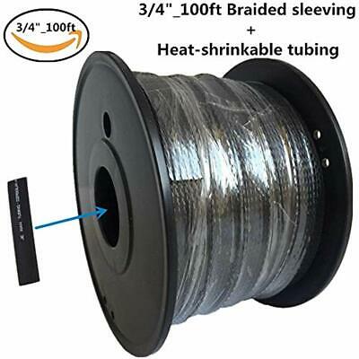 PET Expandable Braided Sleeving 3/4" Flexo Cable Sleeve Black For Wire Cord