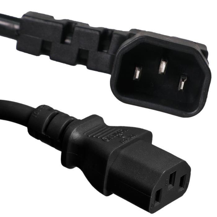 Right Angle C14 to C13 Power Cords - 10A/250V, 18/3 AWG, IEC 60320 - IBX-4930-12