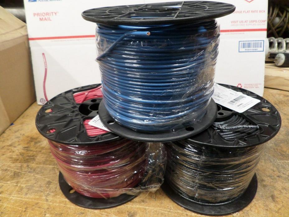 12 awg thhn copper stranded wire 500' rolls black Red Blue NEW