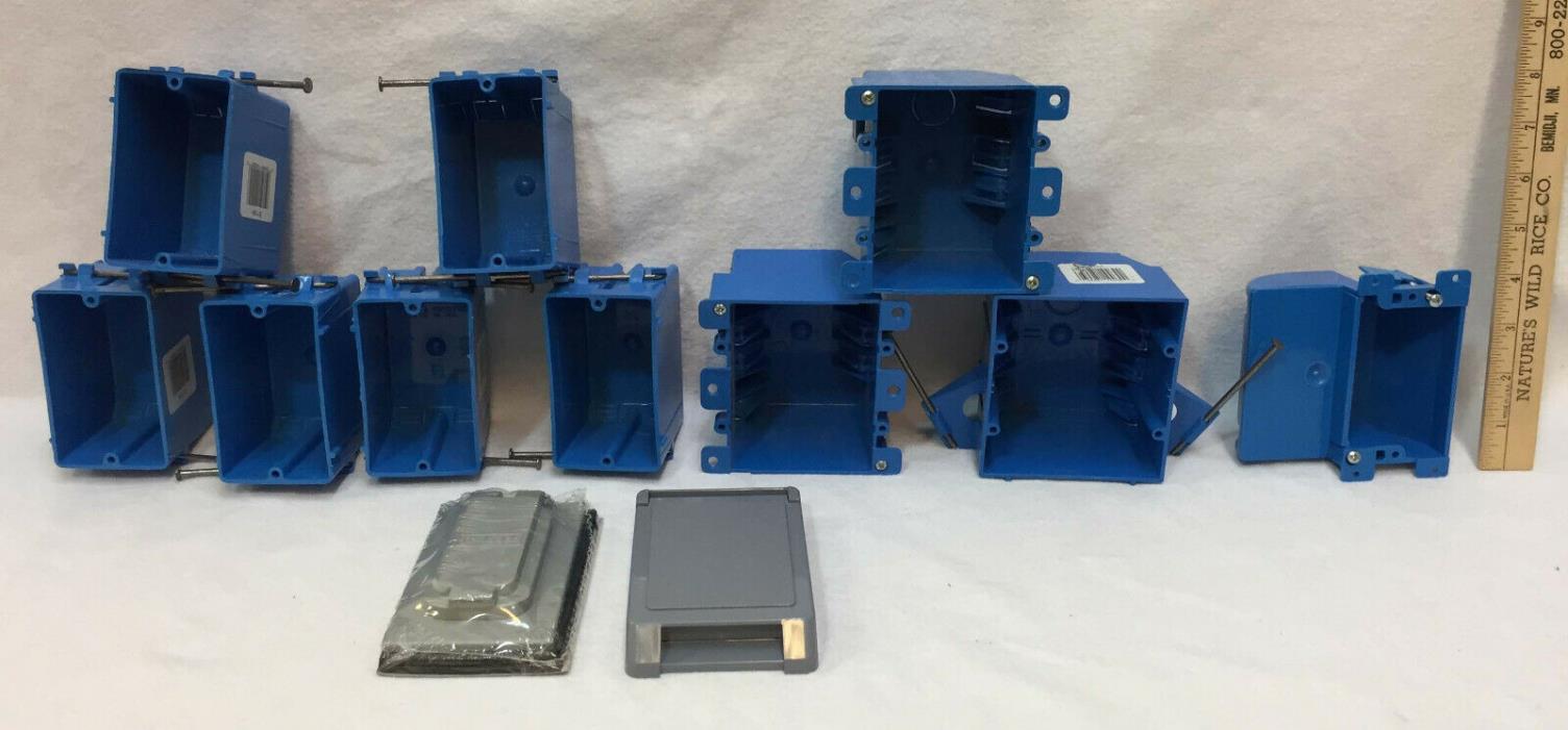 Electrical Gang Box Lot 12 Single Double Outlet Light Switch Covers Blue Plastic