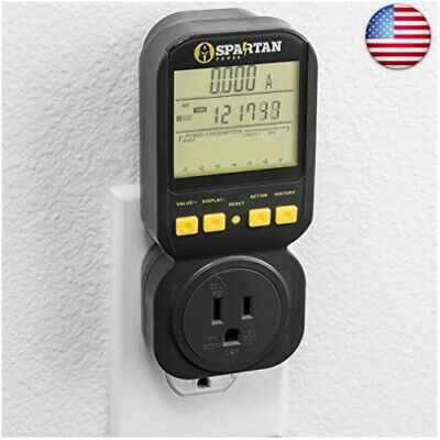 Electricity Usage Monitor by Spartan Power Energy Watt Meter with 15A Outlet,
