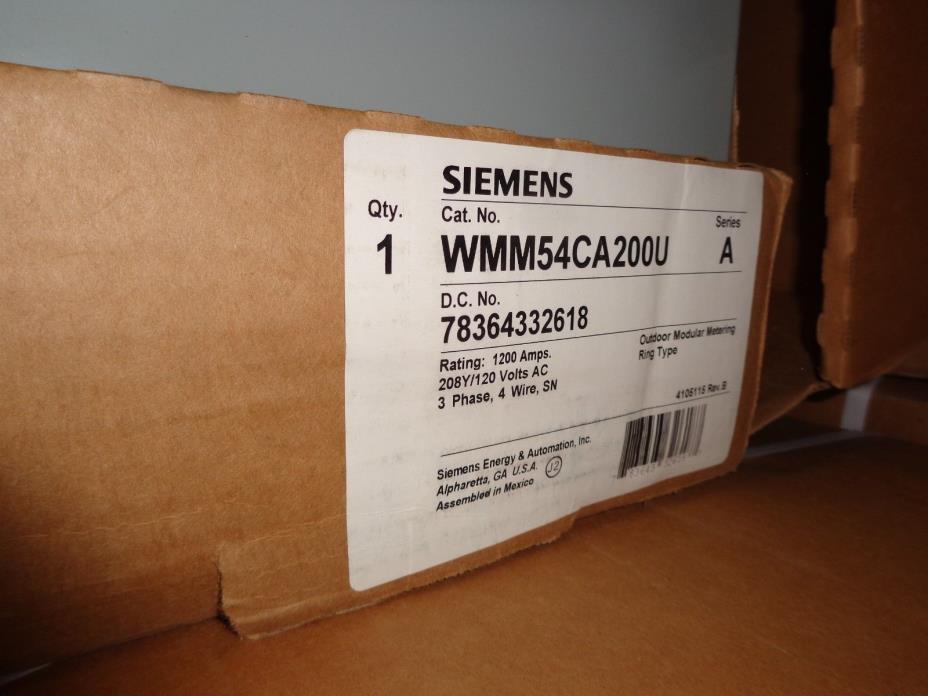 NEW IN BOX SIEMENS 1200A RATED 200A/POSITION METERSTACK CAT# WMM54CA200U SER.A
