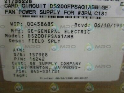 GENERAL ELECTRIC DS200FPSAG1ABB PC BOARD ASSY FAN POWER SUPPLY *NEW IN BOX*