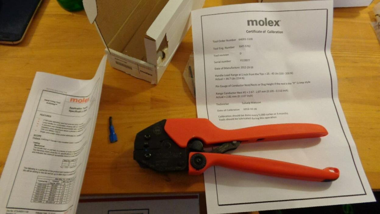 MOLEX full ratchet hand crimp tool - 640011100