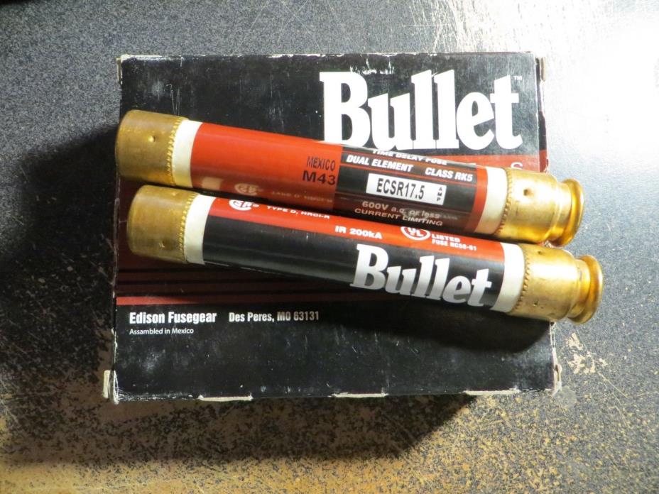 Lot (2) Edison Fusegear Bullet ECSR17.5 Class RK5 600V IR 200kA