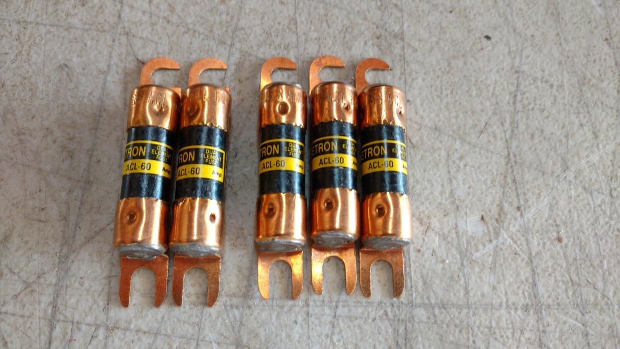 LOT OF 5 BUSSMANN BUSS Fusetron DUAL ELEMENT FUSE ACL-60 ACL60 60A A AMPS