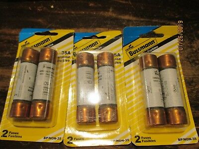 3 Pks (6 fuses) Bussmann BP/NON-35 35A up to 250 Vac circuit protection New Deal