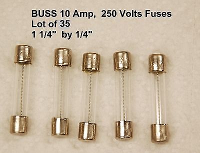 35 New Standard  BUSS AGC-10 FUSE 10 AMP 250 Volt  Bussmann     1 1/4