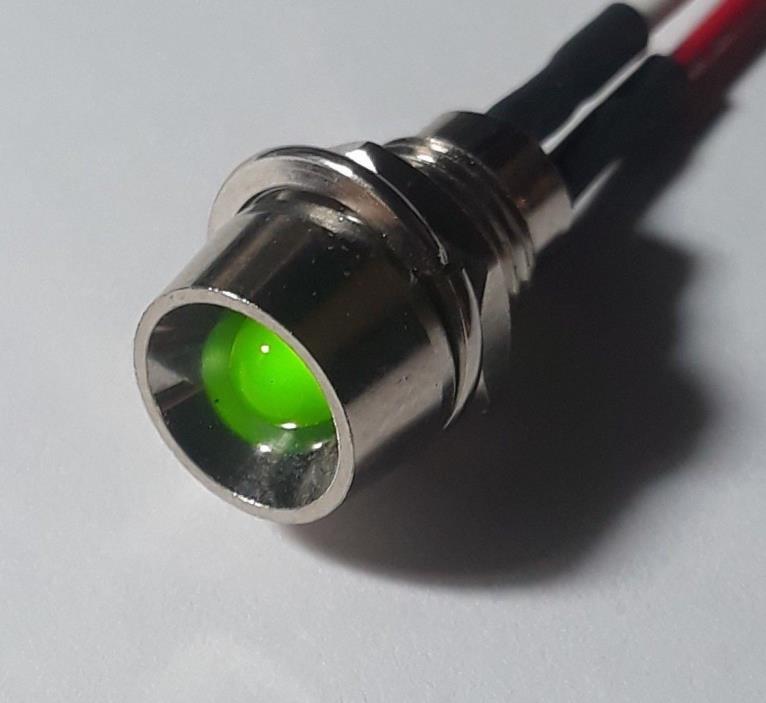 Lot of 20 Brand New 5mm Green Leds with Chrome Metal Bezel POWER ON INDICATOR