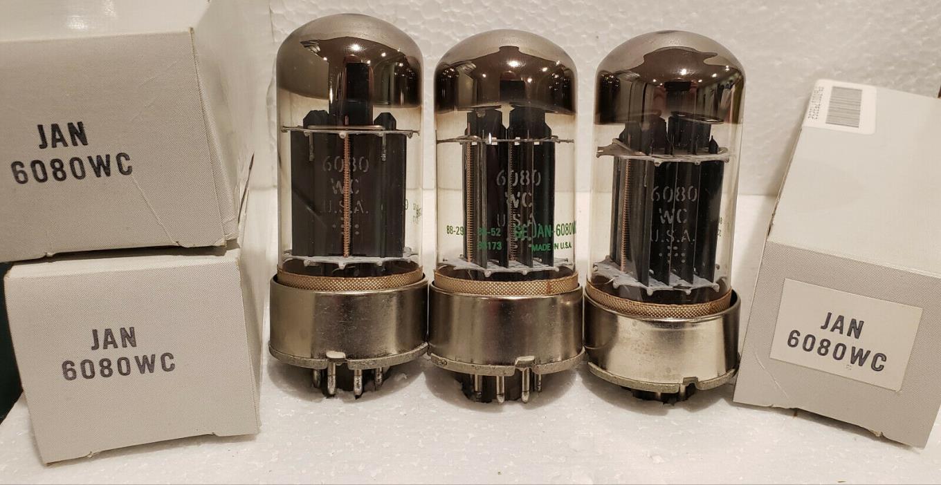 6080WC (6AS7G) NOS General Electric Vacuum Tubes, Emission Tested