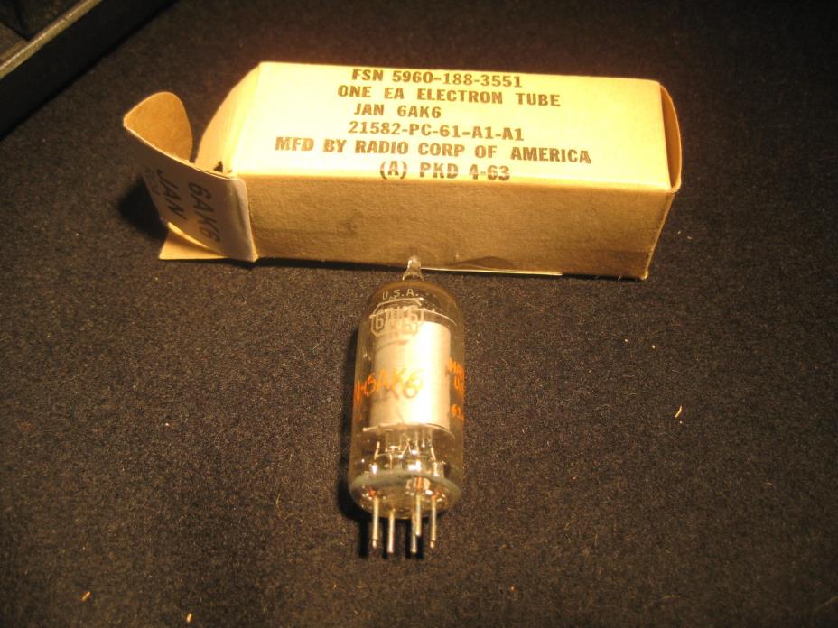 JAN 6AK6 Vacuum Tube RCA used Tested on TV-7 D/U min 53 tested 102  USA