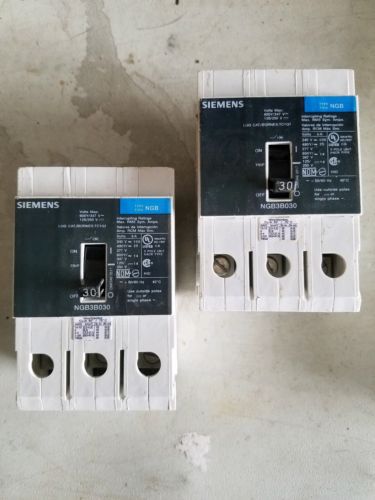 (2) Siemens NGB3B030 3 pole 30amp 240V bolt-in circuit breaker -new