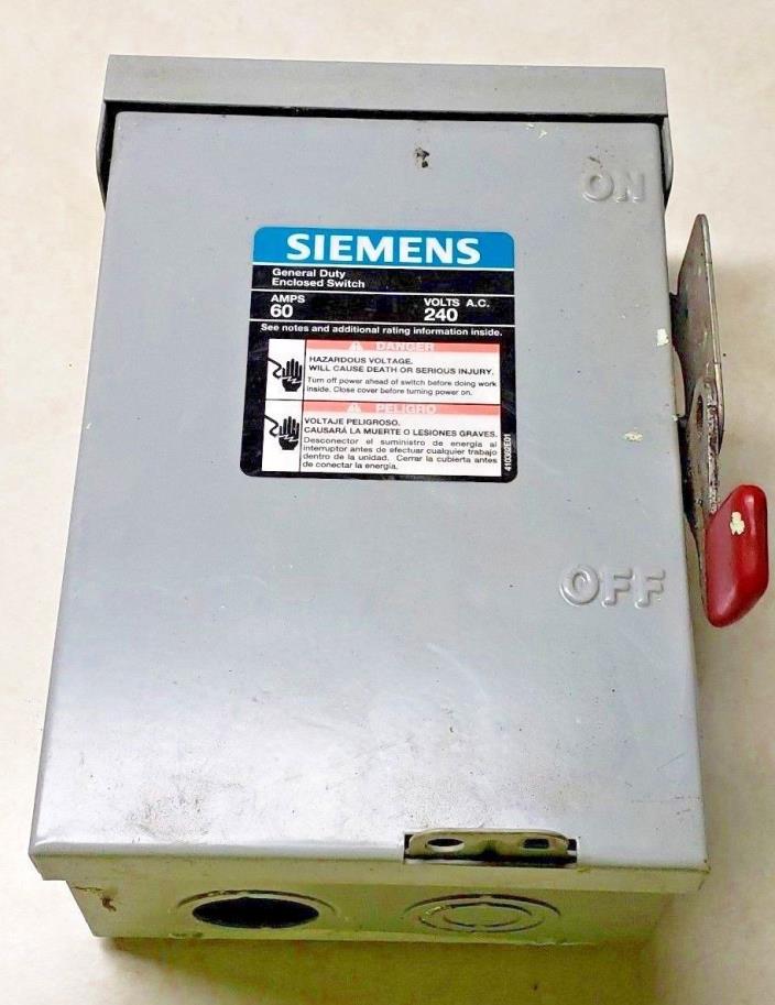 SIEMENS LNF222R 60 Amp, 2 Pole, 240-Volt, Non-Fused, Outdoor Rated Disconnect