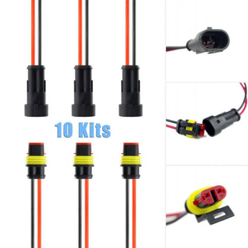 Male+Female 10 Pairs of 2 Pin Way Waterproof Electrical Wire Connector Multiple