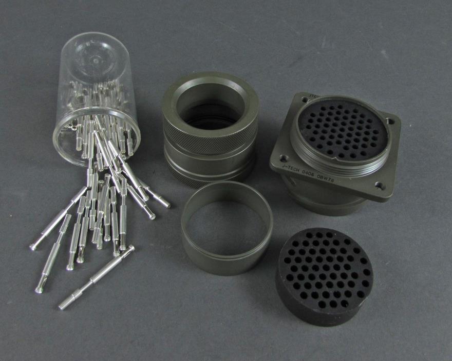 Lot of (80) J-Tech Reverse Bayonet Connectors w/ 54 #16 Silver Crimp Contacts