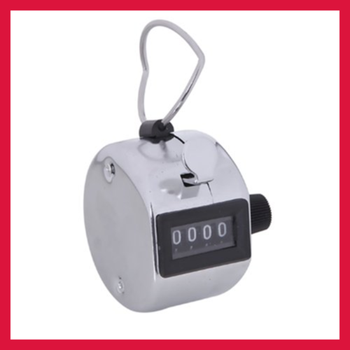 HDE Handheld 4 Digit Number Counter Mechanical Tally Lap Tracker Chrome Single