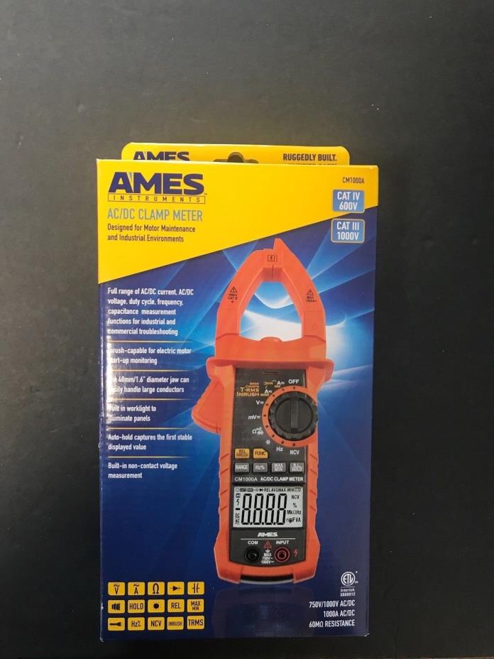 AMES INSTRUMENTS True-RMS 1000A/750V AC Clamp Meter Cat III CMA1000A 64017