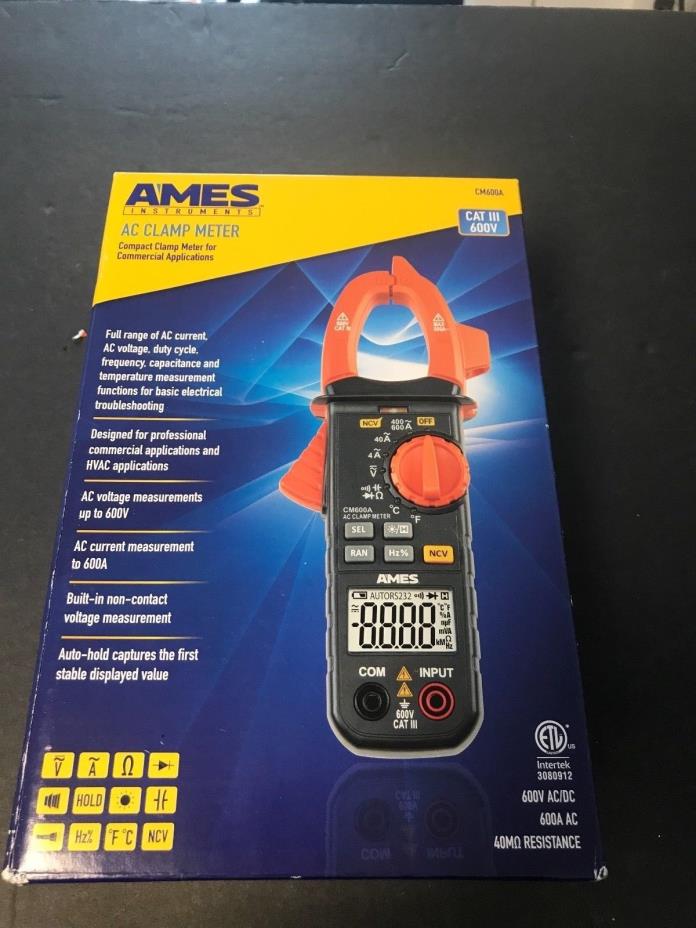 AMES INSTRUMENTS True-RMS 600A/600V AC Clamp Meter Cat III CMA600A 64013