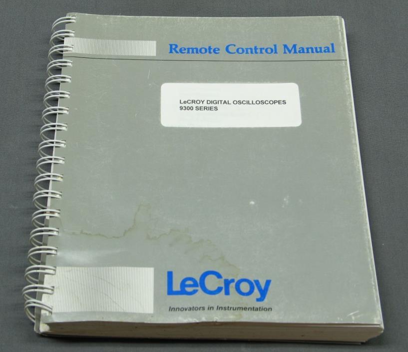 Lecroy 9300 Series Digital Oscilloscope Remote Control Manual