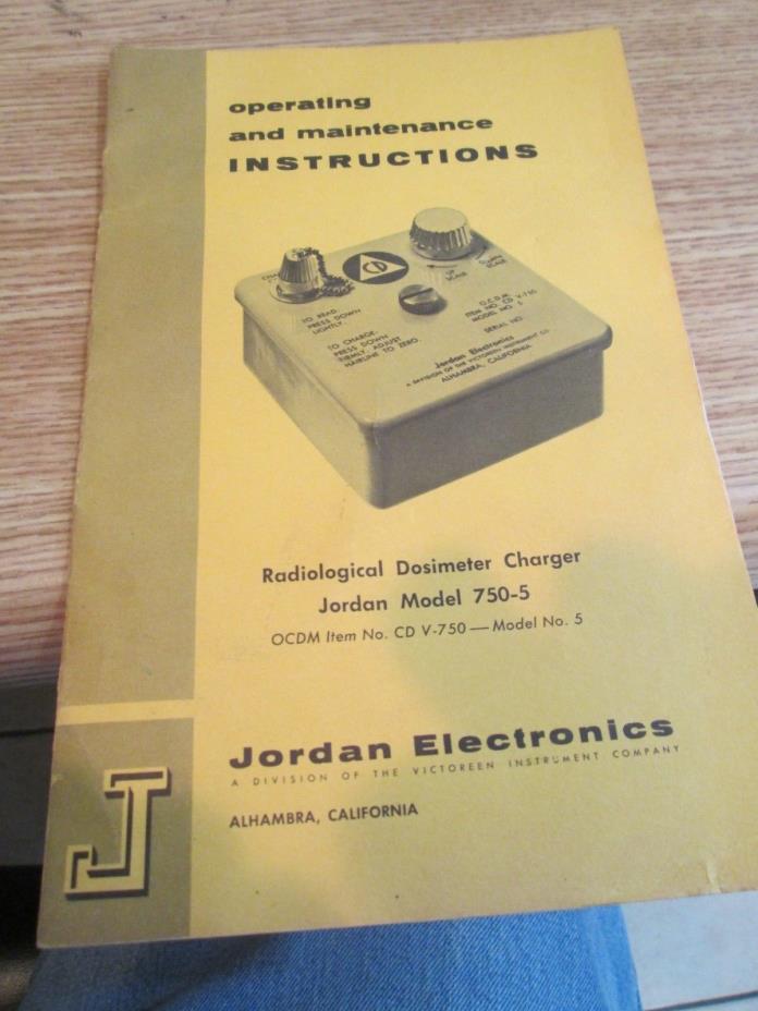 Jordan 750-5 Radiological Dosimeter Charger Operating/Maintenance Manual CD-V750