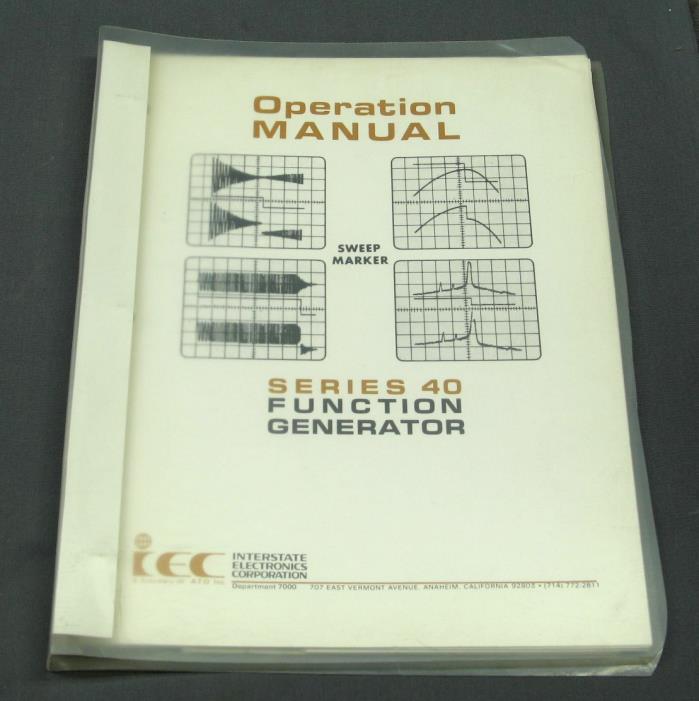 Interstate Electronics IEC Series 40 Function Generator Instruction Manual