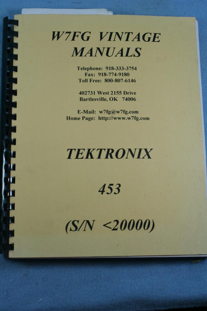 W7FG Vintage Manuals Tektronix 453
