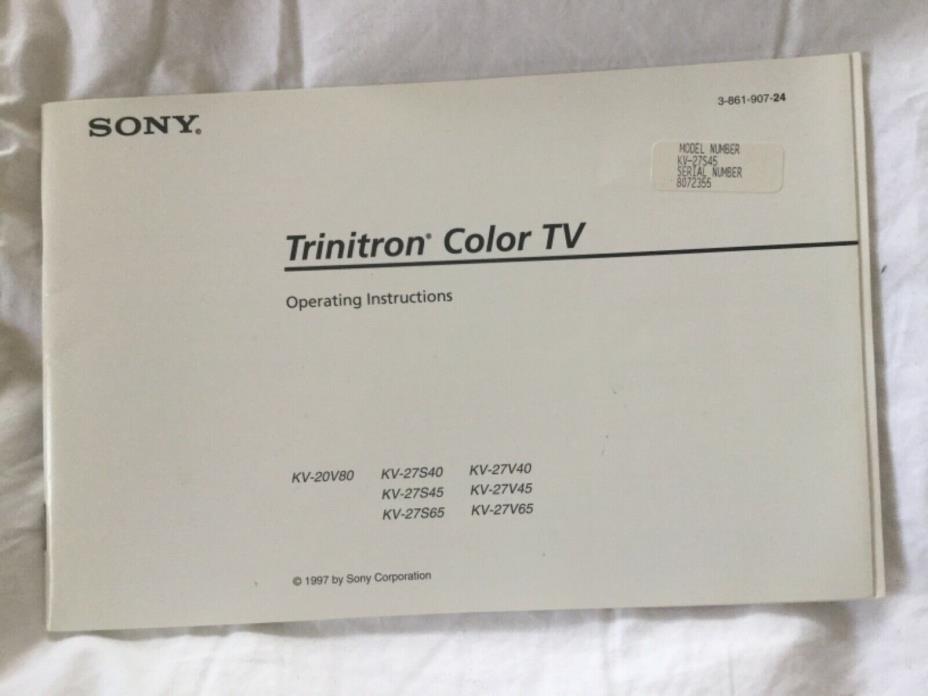 Sony Triniton Color TV Operating Instructions Manual KV-Series 1997-Free Ship