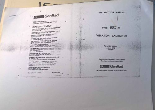 GenRAd Type 1557-A   Vibration Calibrator Instrucation Manual