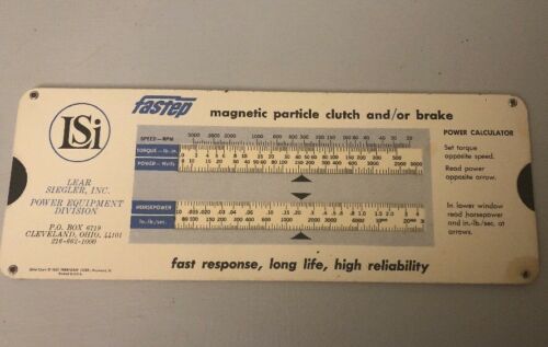 Vintage Side Reference Chart Lear Siegler Power Equipment Magnetic Cluch Brake