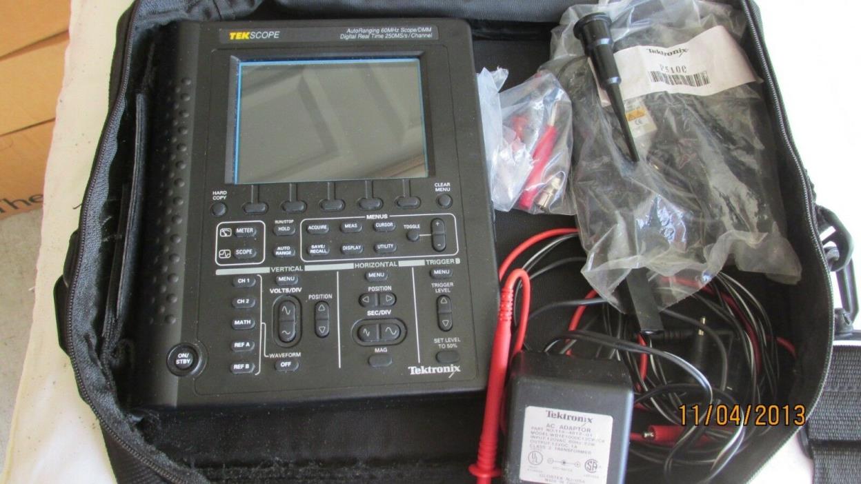 Tektronix THS710 Digital  60 MHZ Oscilloscope, case, charger ,2000 AMP  Probe