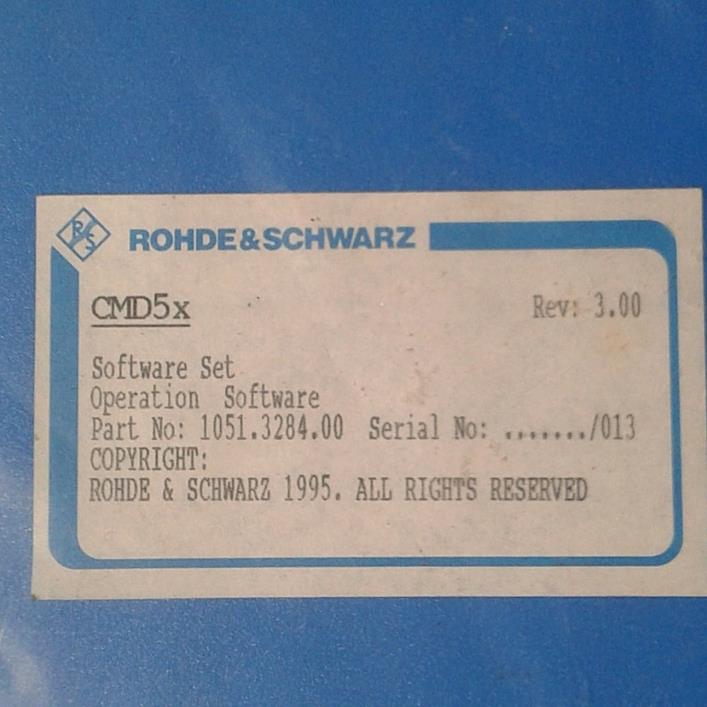 ROHDE & SCHWARZ D-K43 SOFTWARE SET CMD5X  REV 3.00