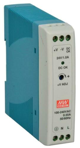 MEAN WELL MDR-20-24 AC to DC DIN-Rail Power Supply, 24V, 1 Amp, 24W, 1.5