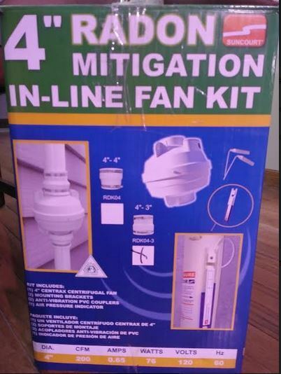 Suncourt Radon Fan Mitigation Kit, Centrax Inline Centrifugal Fan with 4 to 3