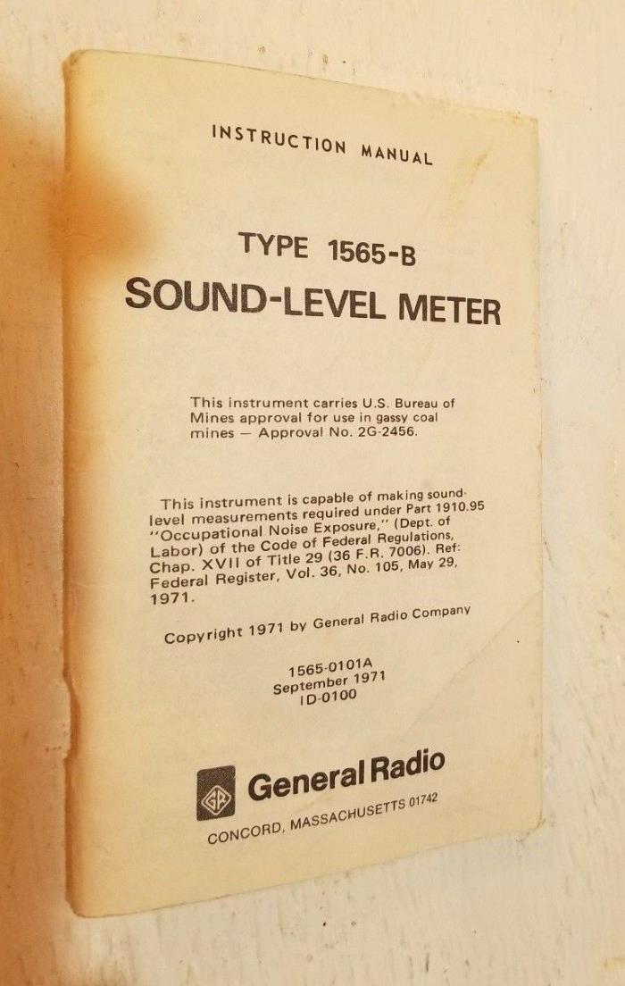 GENERAL RADIO MODEL 1565-B SOUND LEVEL METER INSTRUCTION MANUAL