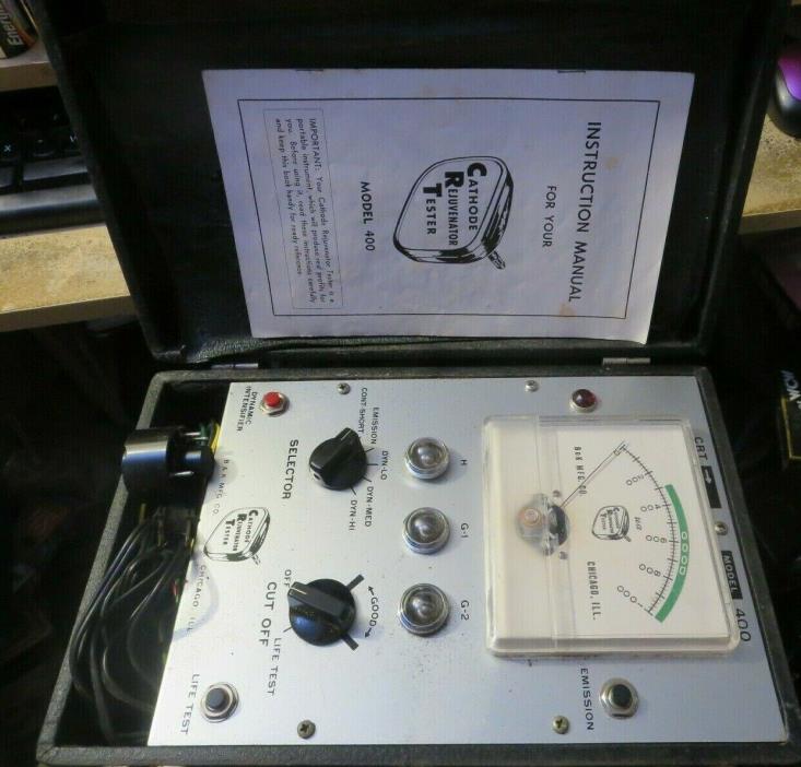 Vintage B&K 400 Cathode Ray Tube Rejuvinator Tester C40 Adapter Kit with Manual