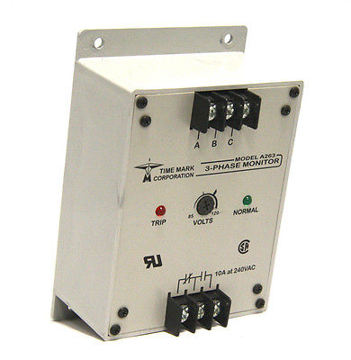 Time Mark A263 3 Phase Monitor Series A263 10 Amps @ 240 VAC 85 - 120 Volts
